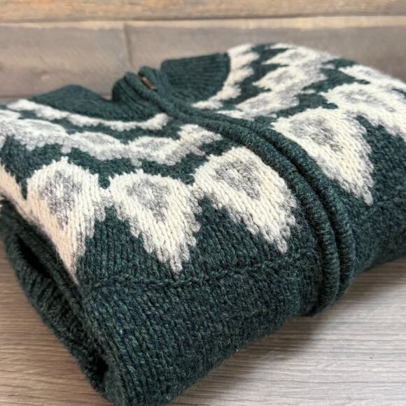 LL Bean Full Zip Cardigan Sweater Size S Classic Rag 100% Lambs Wool Fair Isle - Picture 15 of 16